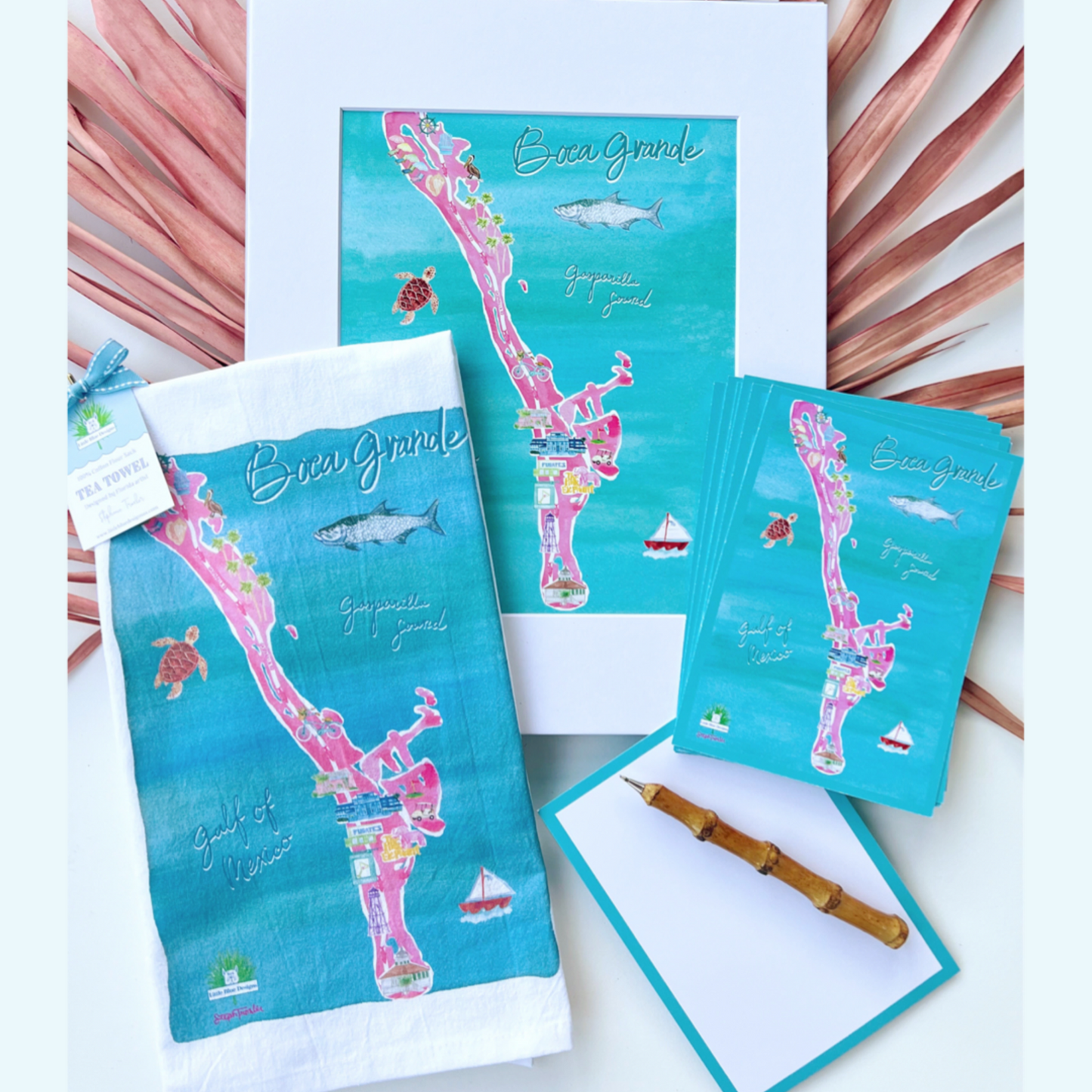 Boca Grande Map Tea Towel